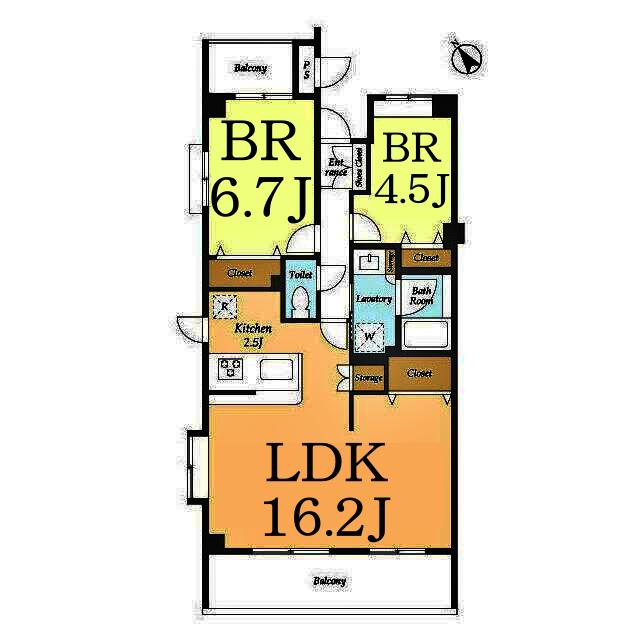 根岸旭台フーガ(2LDK/3階)の間取り写真