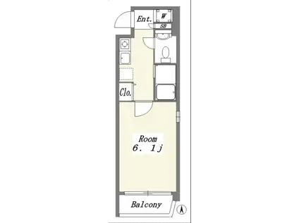 KNOWLED GEーHOUSE(1K/4階)の間取り写真