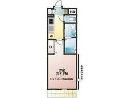 カサブランカ(1K/1階)の間取り写真