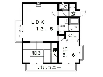 クレスト東田辺(2LDK/5階)の間取り写真