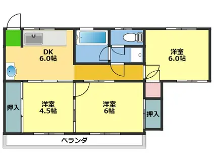 山岡アパート(3DK/2階)の間取り写真