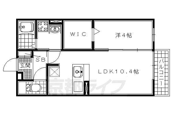 モナリエ砂田II(1LDK/2階)の間取り写真