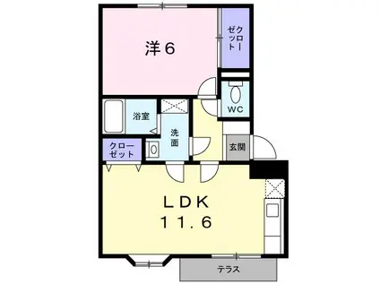 カームシーサイド(1LDK/1階)の間取り写真