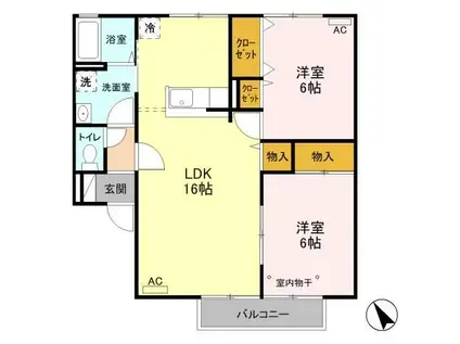 フラワーレジデンス北山 G(2LDK/2階)の間取り写真