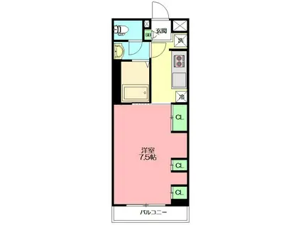 リブリ・FEEL-M湘南VII(1K/1階)の間取り写真