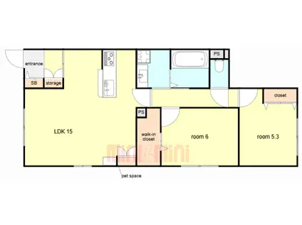 ベルメゾン星陵台(2LDK/1階)の間取り写真