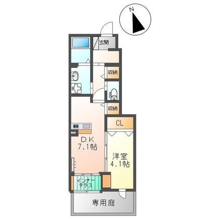 MISORA(1DK/1階)の間取り写真