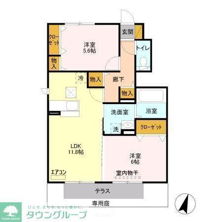 グリーンフォレストH(2LDK/1階)の間取り写真
