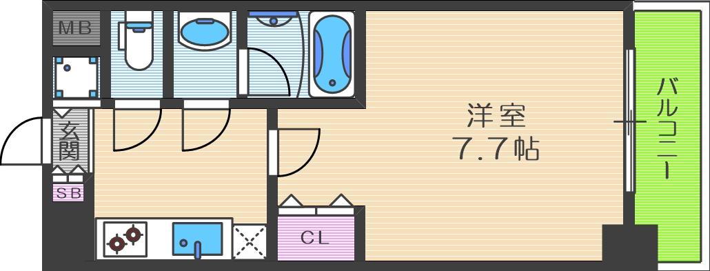 S-RESIDENCE福島LUXE(1K/11階)の間取り写真