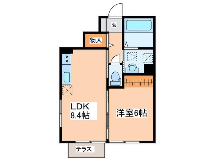 ハイツ明和(1LDK/1階)の間取り写真