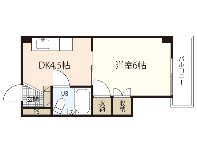 VILLA三篠(1DK/4階)の間取り写真
