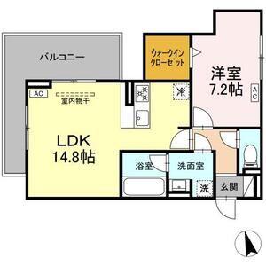 セレスティア長良 ウエスト(1LDK/2階)の間取り写真