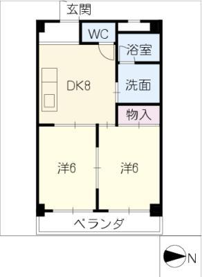 ハイツサンワ(2DK/2階)の間取り写真