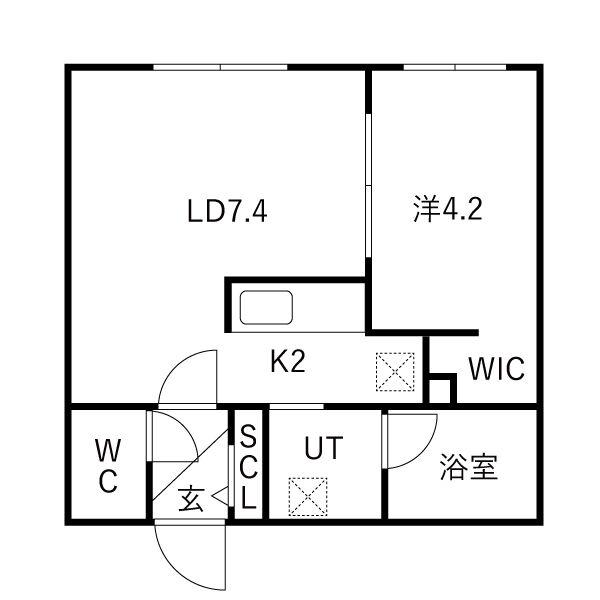 シティプレミア新道東(1LDK/1階)の間取り写真