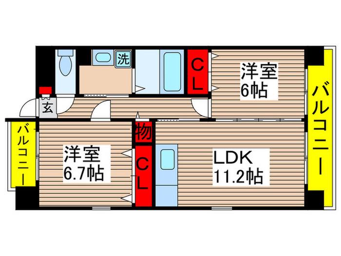 サンピック(2LDK/7階)の間取り写真