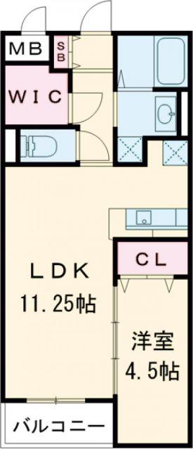 ボワットブランシュ(1SLDK/1階)の間取り写真