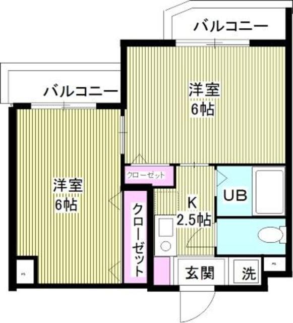 レスパス(2K/3階)の間取り写真