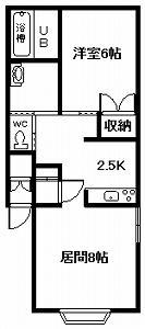 JR宗谷本線 永山駅 徒歩9分 2階建 築25年(1LDK/1階)の間取り写真