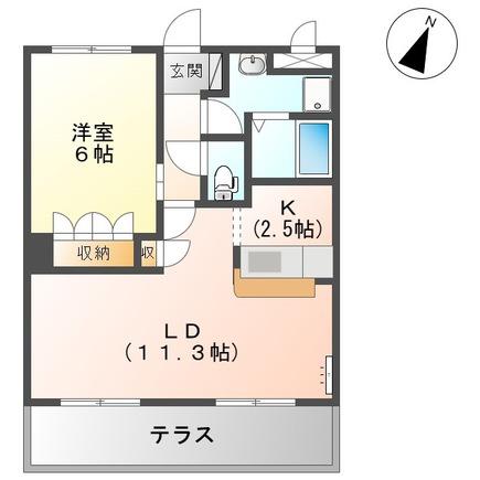 アーバンコートT.B棟(1LDK/1階)の間取り写真