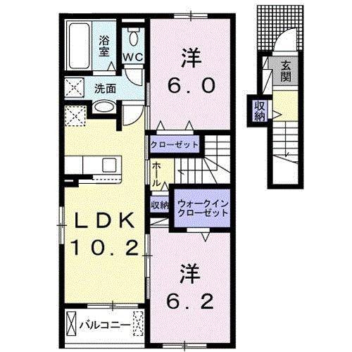 サンシャイン(2LDK/2階)の間取り写真