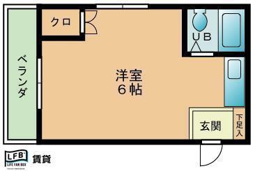 イーグルビル(ワンルーム/1階)の間取り写真