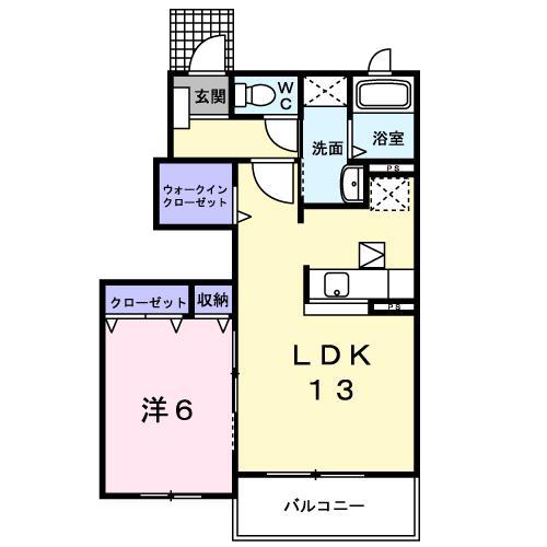 RIVERSIDE東祥B(1LDK/1階)の間取り写真