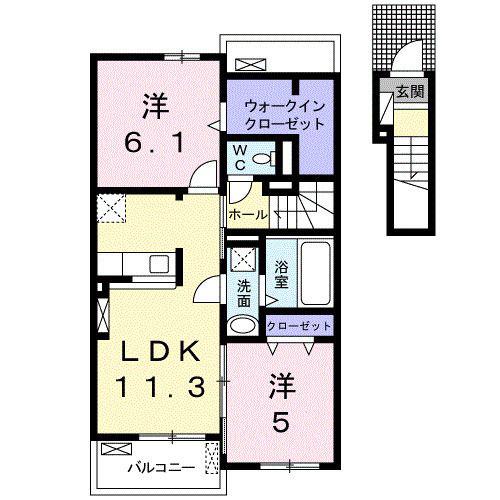 ベル ヴィレッジ D(2LDK/2階)の間取り写真