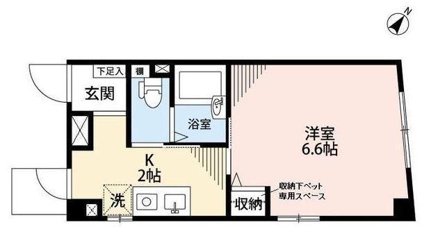 ピーズフィースト(1K/5階)の間取り写真