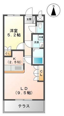 アイディールK(1LDK/1階)の間取り写真