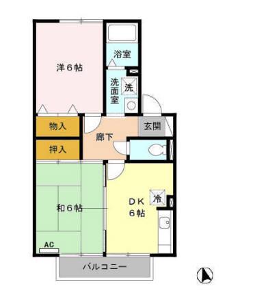 K・Sウィルコート(2DK/2階)の間取り写真