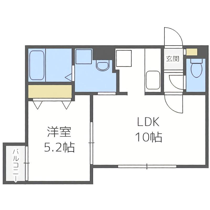 サンライン山鼻(1LDK/1階)の間取り写真