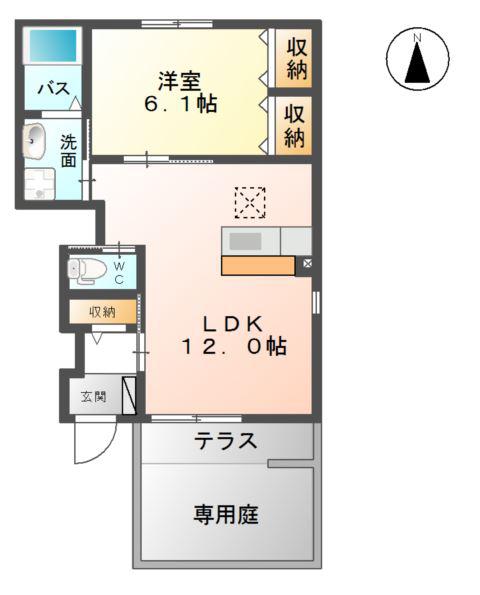 リバーサイドビューパレスK(1LDK/1階)の間取り写真