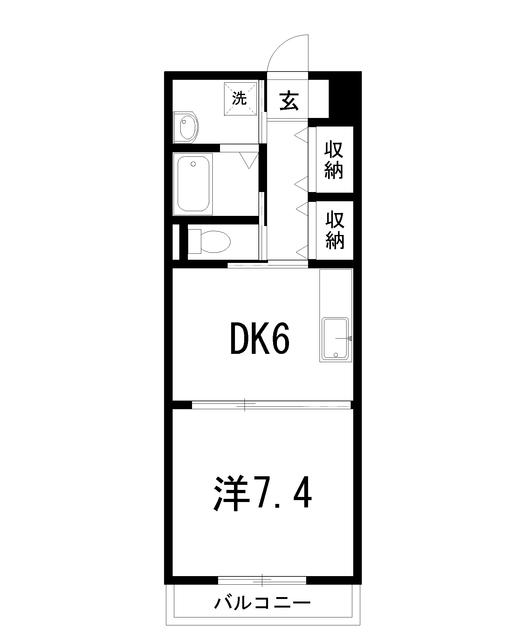 フォレストコート山ノ端(1DK/3階)の間取り写真