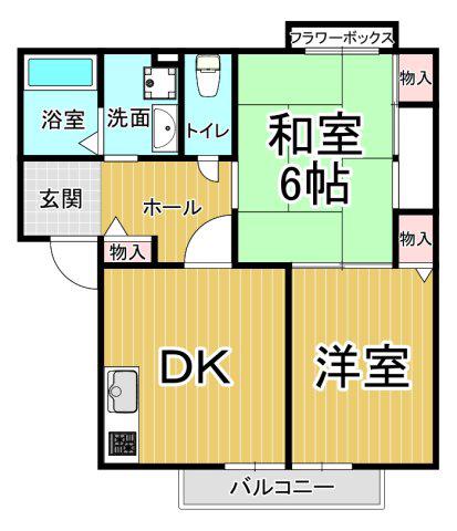 グランメール高台(2DK/2階)の間取り写真