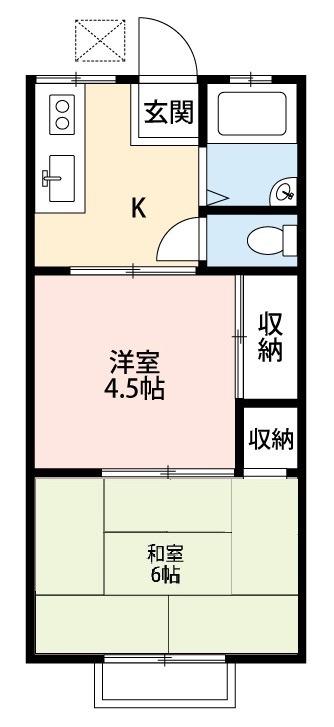 鶴岡ハイツ(2K/2階)の間取り写真