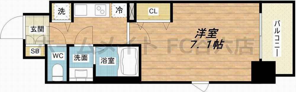 ファーストフィオーレ新梅田(1K/7階)の間取り写真