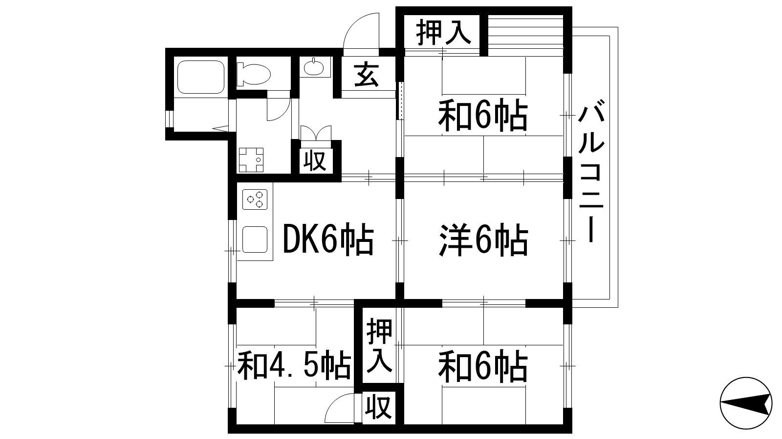 阪急宝塚線 川西能勢口駅 バス乗車時間:18分 最寄りバス停で下車 徒歩3分 5階建 築52年(4DK/2階)の間取り写真