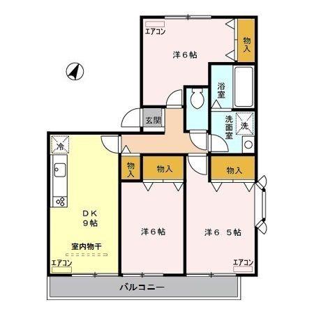 ドエル本町(3DK/2階)の間取り写真