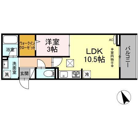 D-GEMPY 今泉二丁目(1LDK/1階)の間取り写真