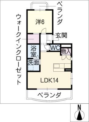 WOODYBELL DUAL(1LDK/3階)の間取り写真