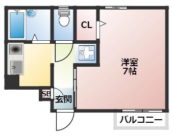 エランドール(1K/1階)の間取り写真