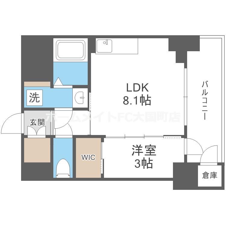 セレニテフラン難波(1LDK/4階)の間取り写真