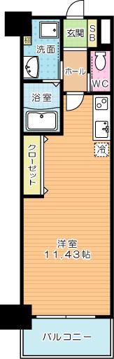 ERUZAGLANZ黄金(ワンルーム/5階)の間取り写真