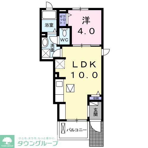 ラ・ヴァルスI(1LDK/1階)の間取り写真