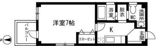 エストレーア呉服町(1K/1階)の間取り写真