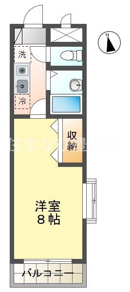 ホワイトヒルズ豊田(1K/2階)の間取り写真