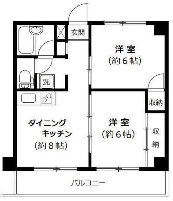 シルクヴィラ中野(2DK/3階)の間取り写真