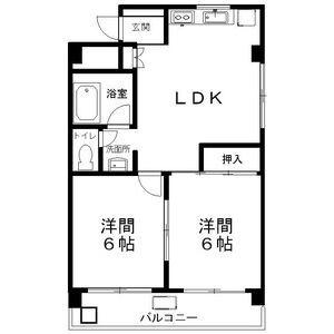 栄サンライズ(2LDK/4階)の間取り写真