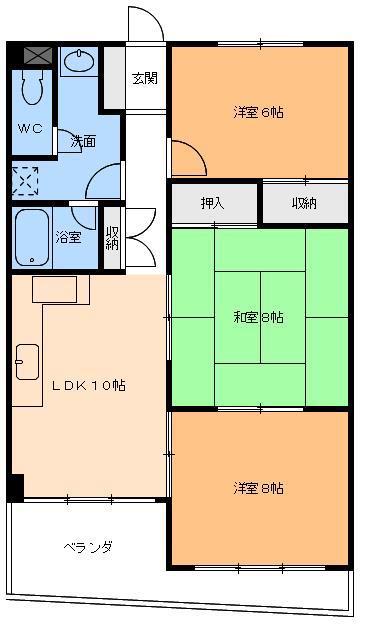 ハウス中一万(3LDK/2階)の間取り写真