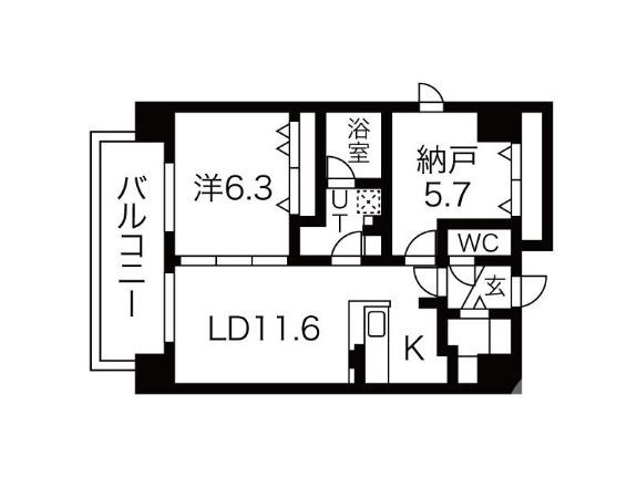 GROOVE堺東レジデンス(2LDK/3階)の間取り写真